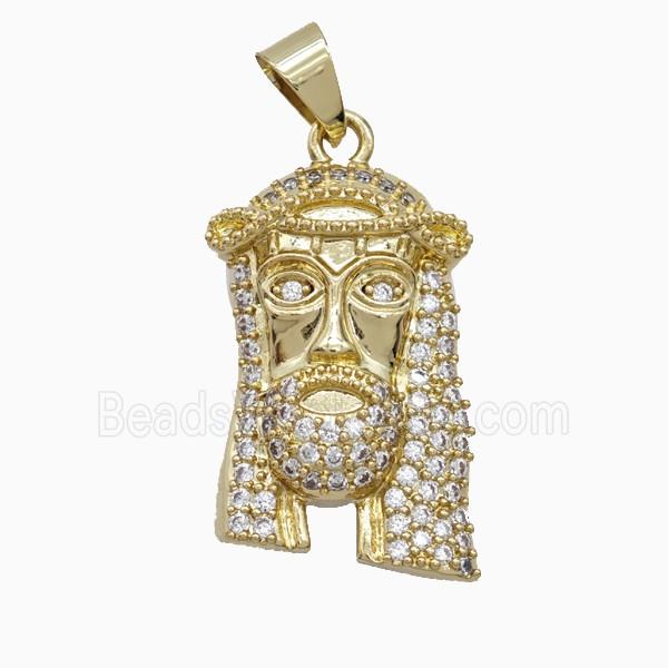 Copper Jesus Pendant Pave Zirconia Gold Plated