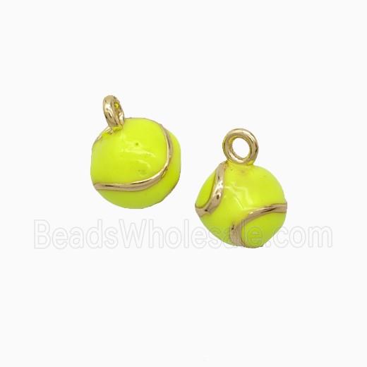 Copper Tennis Ball Pendant Olive Enamel Sports Gold Plated