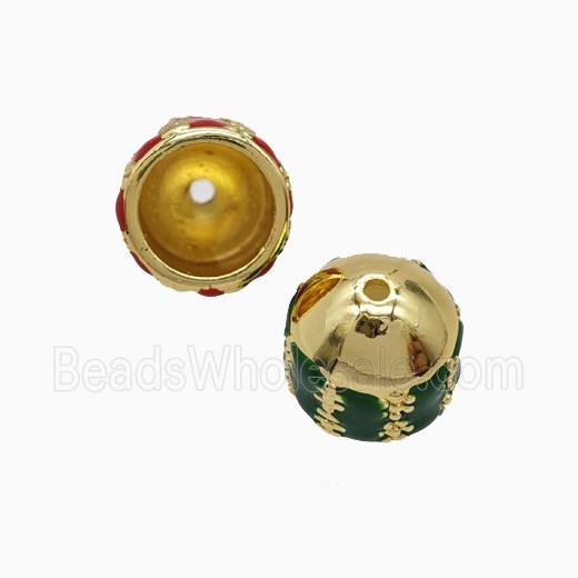 Copper Tassel-Caps Bail Green Enamel Gold Plated