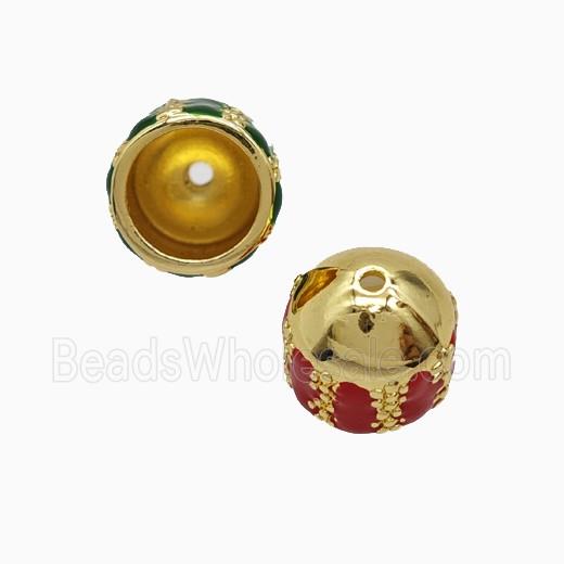 Copper Tassel-Caps Bail Red Enamel Gold Plated