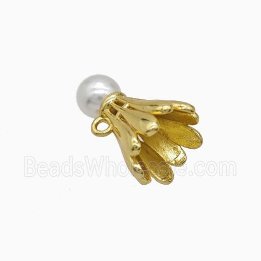Copper Badminton Pendant Pave Resin Sports Gold Plated