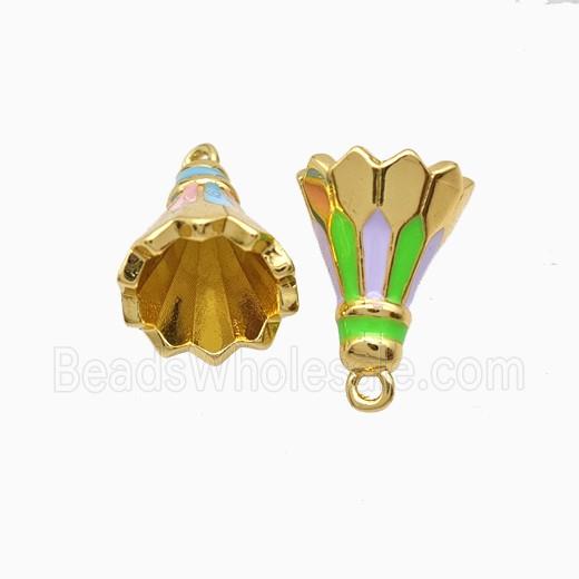 Copper Badminton Pendant Enamel Sports Gold Plated