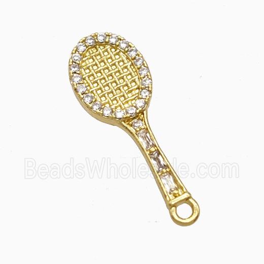 Copper Tennis Racket Pendant Pave Zirconia Sports Gold Plated