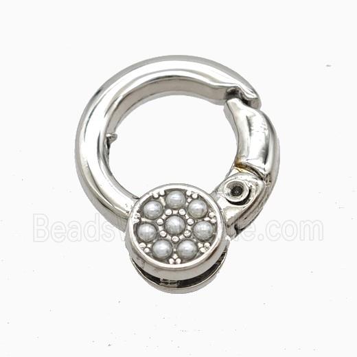 Copper Carabiner Clasp Pave Resin Platinum Plated