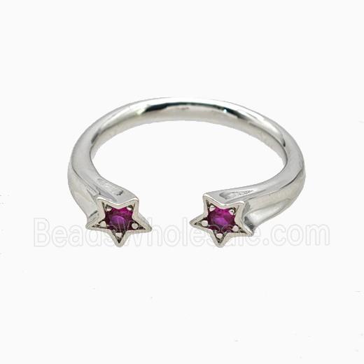 Copper Star Rings Pave Zirconia Platinum Plated