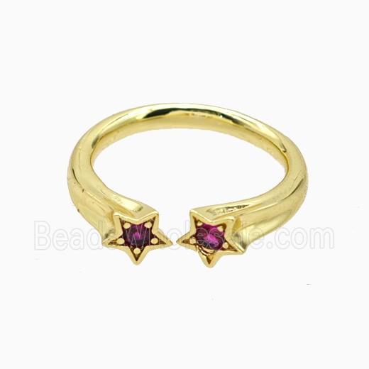 Copper Star Rings Pave Zirconia Gold Plated