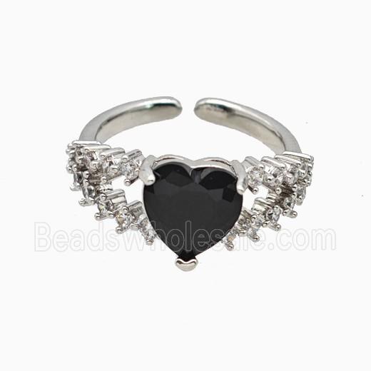 Copper Heart Rings Pave Zirconia Crystal Glass Platinum Plated