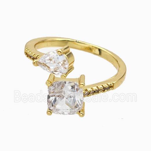 Copper Ring Pave Zirconia Crystal Glass Gold Plated