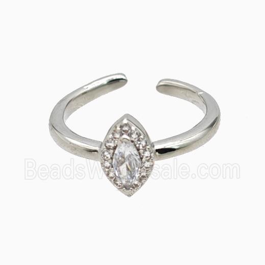 Copper Eye Rings Pave Zirconia Crystal Glass Platinum Plated