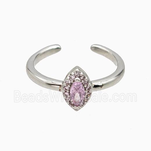 Copper Eye Rings Pave Zirconia Crystal Glass Platinum Plated