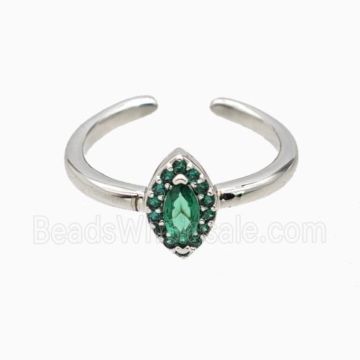 Copper Eye Rings Pave Zirconia Crystal Glass Platinum Plated