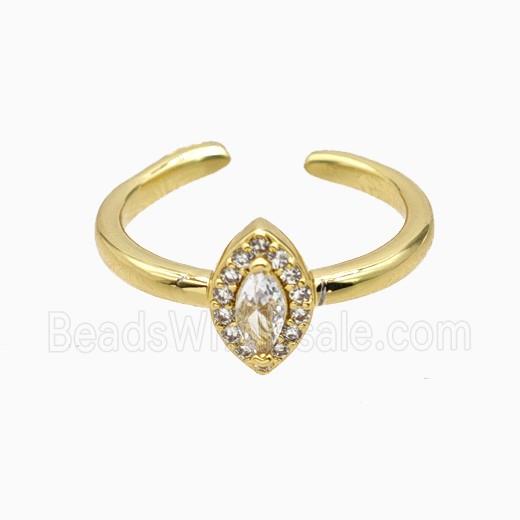 Copper Eye Rings Pave Zirconia Crystal Glass Gold Plated