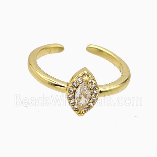 Copper Eye Rings Pave Zirconia Crystal Glass Gold Plated