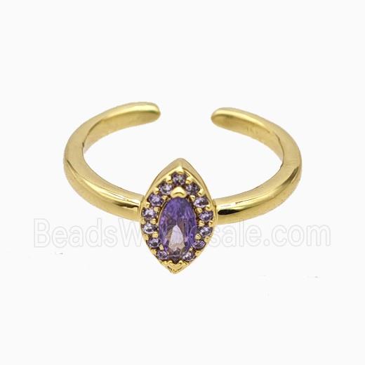 Copper Eye Rings Pave Zirconia Crystal Glass Gold Plated