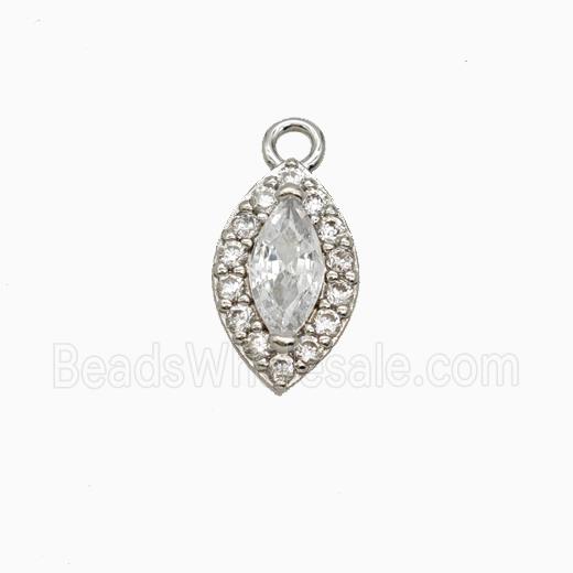 Copper Eye Pendant Pave Zirconia Crystal Glass Platinum Plated