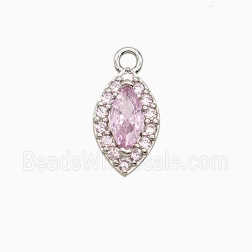 Copper Eye Pendant Pave Zirconia Crystal Glass Platinum Plated
