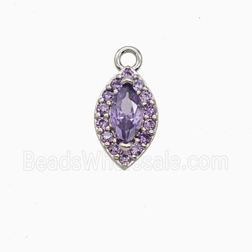 Copper Eye Pendant Pave Zirconia Crystal Glass Platinum Plated