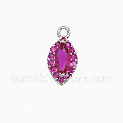 Copper Eye Pendant Pave Zirconia Crystal Glass Platinum Plated