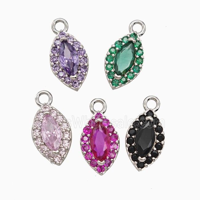 Copper Eye Pendant Pave Zirconia Crystal Glass Platinum Plated Mixed