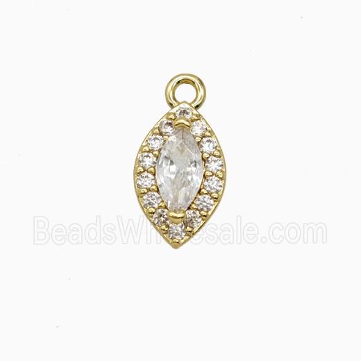 Copper Eye Pendant Pave Zirconia Crystal Glass Gold Plated