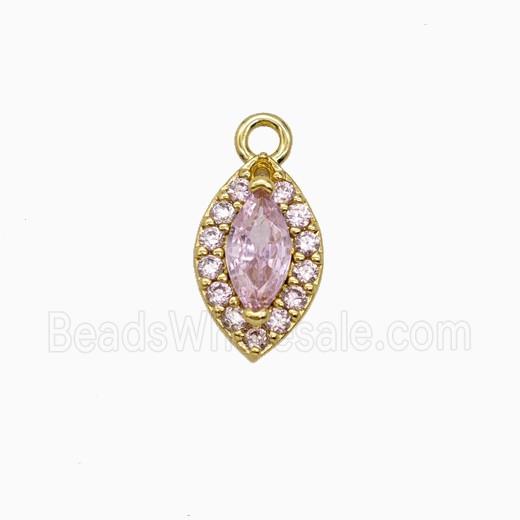 Copper Eye Pendant Pave Zirconia Crystal Glass Gold Plated