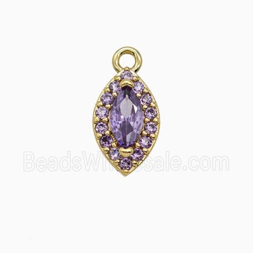 Copper Eye Pendant Pave Zirconia Crystal Glass Gold Plated