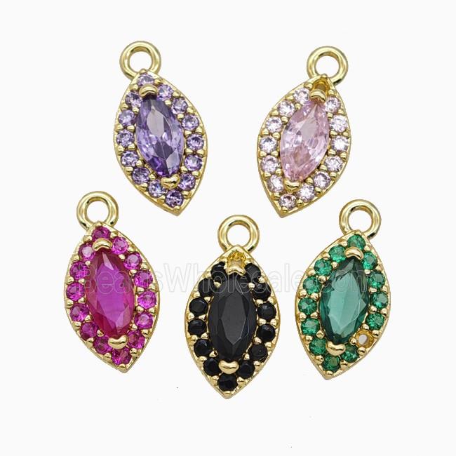 Copper Eye Pendant Pave Zirconia Crystal Glass Gold Plated Mixed