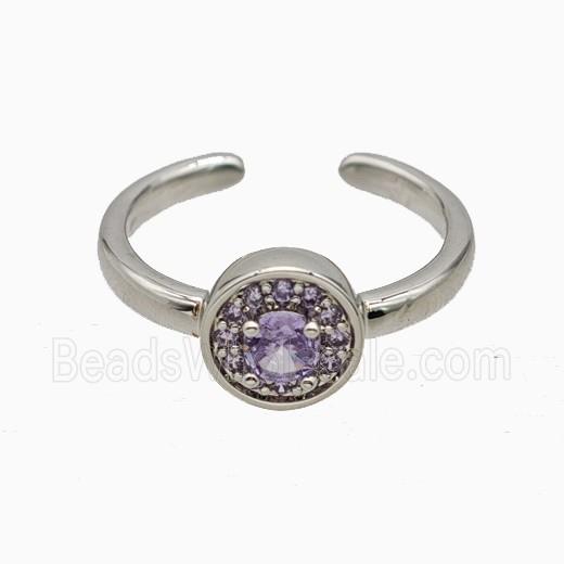 Copper Rings Pave Zirconia Crystal Glass Platinum Plated