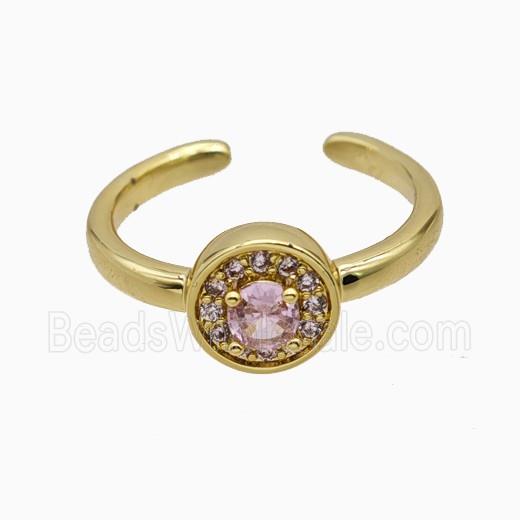 Copper Rings Pave Zirconia Crystal Glass Gold Plated