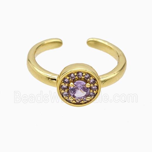Copper Rings Pave Zirconia Crystal Glass Gold Plated