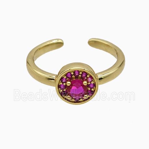 Copper Rings Pave Zirconia Crystal Glass Gold Plated