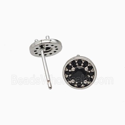 Copper Stud Earrings Pave Zirconia Crystal Glass Platinum Plated
