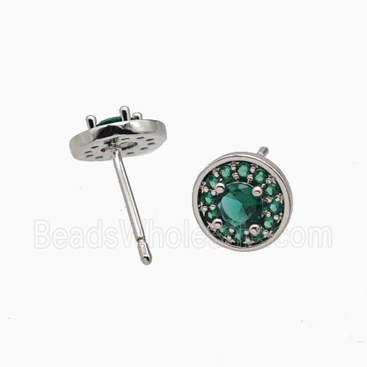 Copper Stud Earrings Pave Zirconia Crystal Glass Platinum Plated
