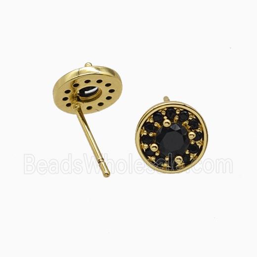 Copper Stud Earrings Pave Zirconia Crystal Glass Gold Plated