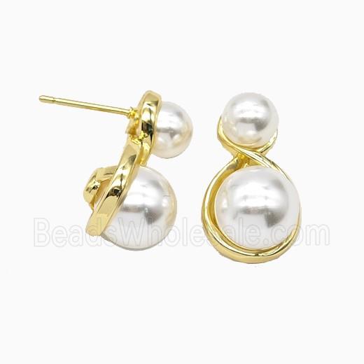 Copper Stud Earrings Pave Resin Gold Plated