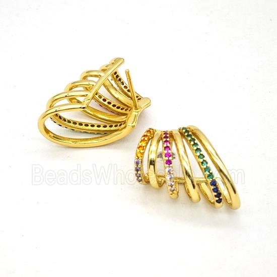 Copper Stud Earrings Pave Zirconia Gold Plated