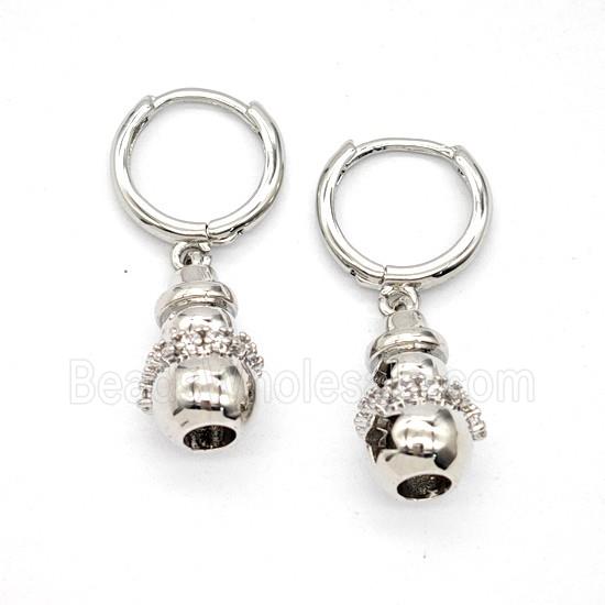 Copper Hoop Earrings Pave Zirconia Platinum Plated
