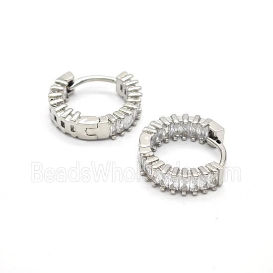 Copper Hoop Earrings Pave Zirconia Platinum Plated