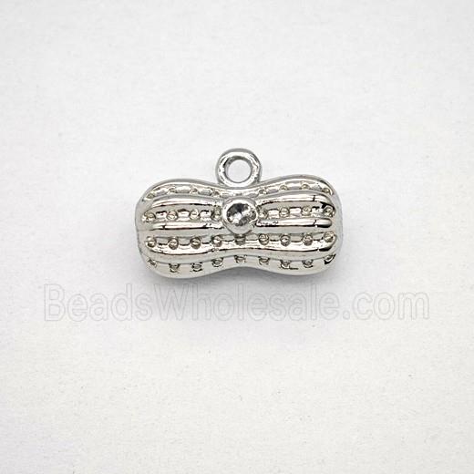 Copper Peanut Pendant Pave Zirconia Platinum Plated