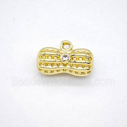 Copper Peanut Pendant Pave Zirconia Gold Plated