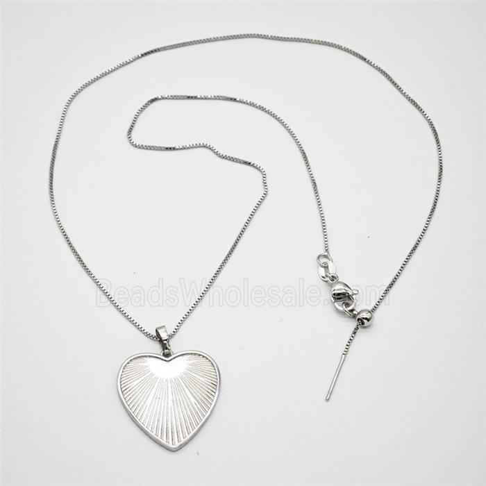 Copper Heart Necklace Platinum Plated