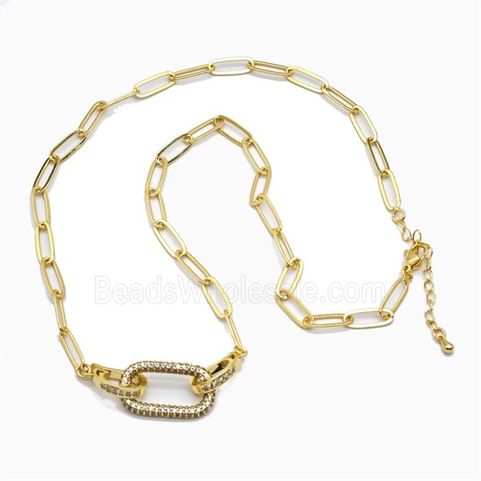 Copper Necklace Pave Zirconis Gold Plated