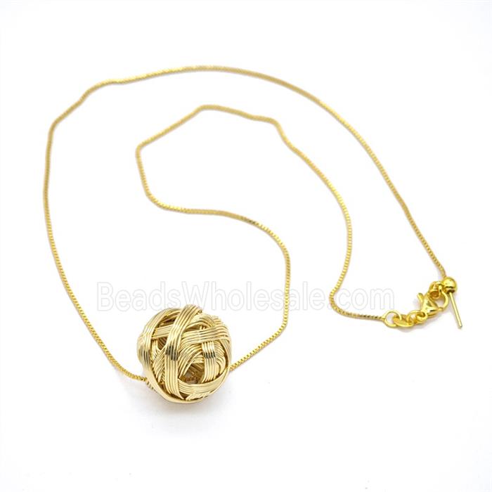 Copper Wire Round Ball Necklace Gold Plated