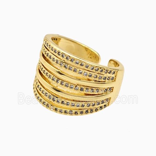 Copper Ring Pave Zirconia 18K Gold Plated