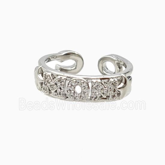 Copper MOM Ring Pave Zirconia Platinum Plated
