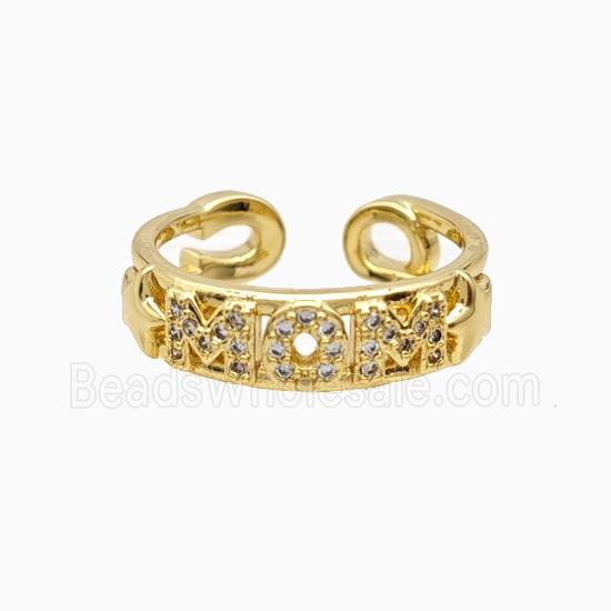Copper MOM Ring Pave Zirconia 18K Gold Plated