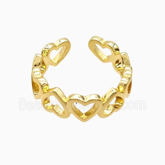 Copper Heart Rings 18K Gold Plated