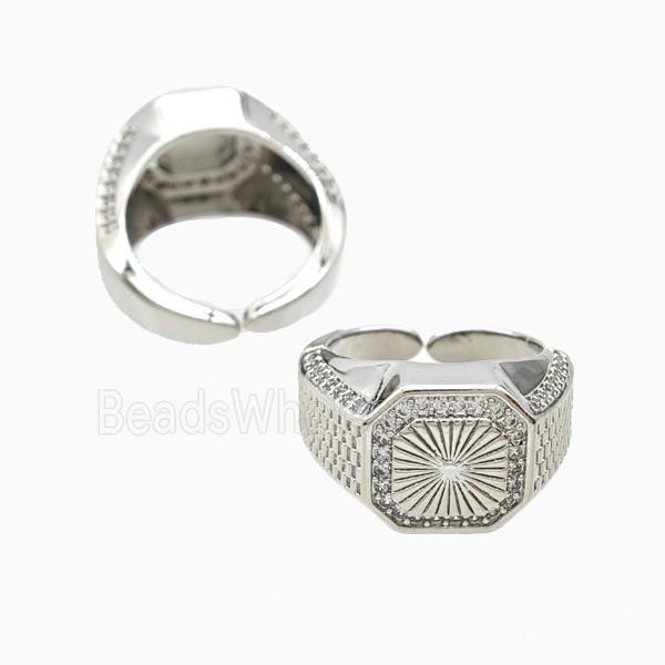 Copper Sun Rings Pave Zirconia Platinum Plated