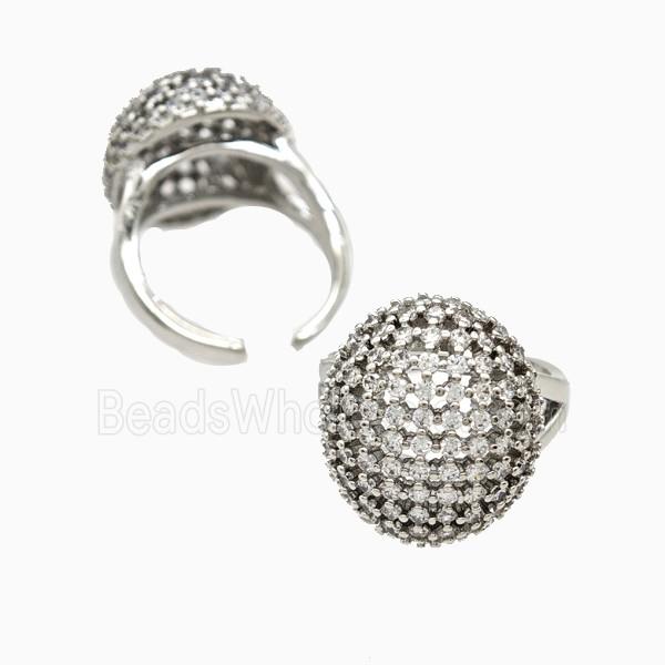 Copper Rings Pave Zirconia Hollow Platinum Plated