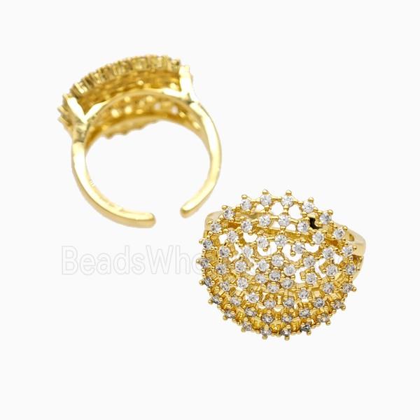 Copper Rings Pave Zirconia Hollow 18K Gold Plated